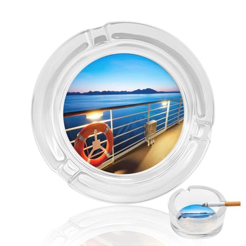 Pool Party Cruise Ship Glass Ashtrays for Cigarettes Decorative Modern Ashtray Classic Round Home Ashtrays Small Indoor Ash Tray Heavy Glass Ash Tray for Office Balcony