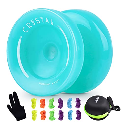 Image of MAGICYOYO K2 Crystal Responsive Yoyo for Kids 8-12 & Beginners, Durable PC Responsive Yoyo Professional with Finger Spin Hub, Includes 12 Yo yo Strings, Glove & Bag (Lake Blue)
