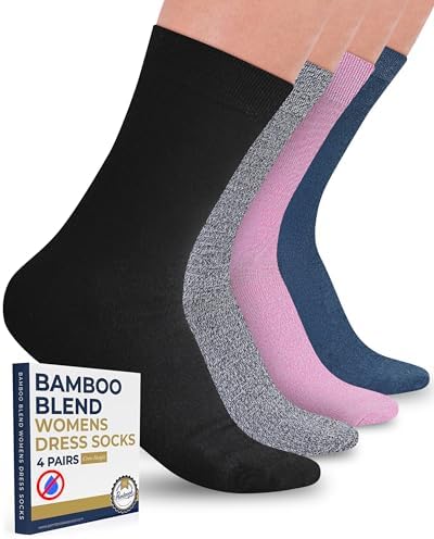 Pembrook Bamboo Viscose Dress Socks Women - 4 Pairs Crew Trouser ...