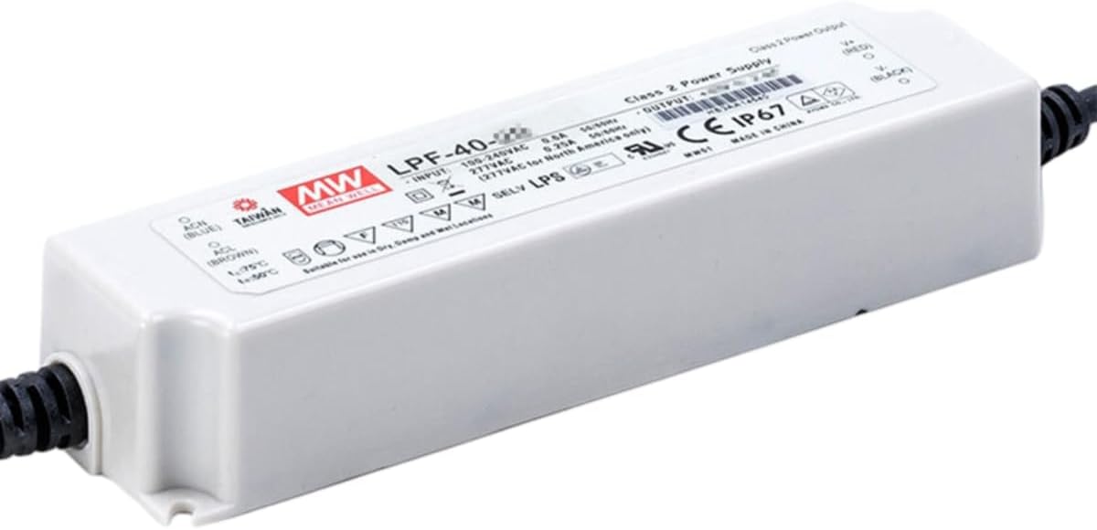 Mean Well LPF 40W 0.96A LED Driver LPF-40D-42 AC-DC Constant Current Voltage Switching Power Supply Converter Transformer with IP67 PFC 3 in 1 Dimming Plastic Case