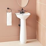 Signature Hardware 953881-4 Lanken 17" Vitreous China Pedestal Bathroom Sink with 3 Faucet Holes at 4" Centers - White