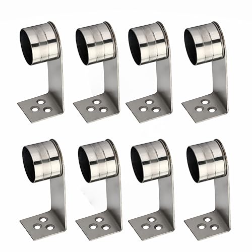 Image of GHAR DWAR L Shape Stainless Steel Wall Mount Concealed Long Band Curtain Rod & Ceiling Holder Brackets for Door and Windows Heavy Duty Holder Bracket Silver (2 inch Silver, Pack of 4 Pair)