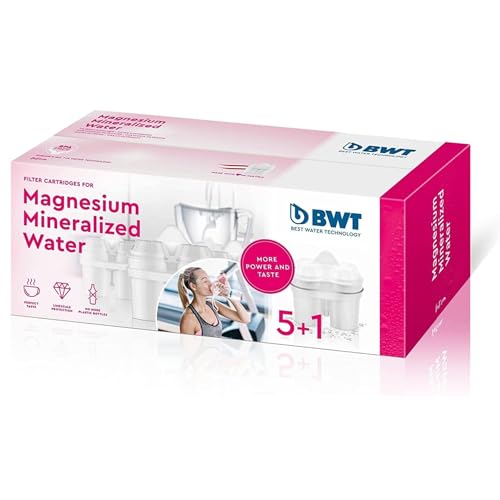 BWT Filterkartusche Magnesium Mineralized Water 5+1 | mit Magnesium Wasserfilter Trinkwasser | für Speisen & Getränke | Filtert Kalk, Chlor, Blei & Kupfer | für Wasserhärte ab 15°dH geeignet