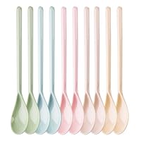 Plastik Löffel, Farbe Löffel Plastik Lang Eierlöffel Kunststoff Marmeladenlöffel Anti Tropfen Langer Griff Löffel Für Imitation Porzellan Geschirr Für Wohnküche Kaffee Getränke Eier Eis Joghurt (10)