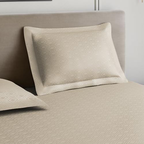 Image of Home Ecstasy 100% Cotton Jacquard Bedsheet for King Bed, 300 TC, Premium Woven Design, 1 Bedsheet (108 x 108 Inches) with 2 Pillow Covers, Taupe
