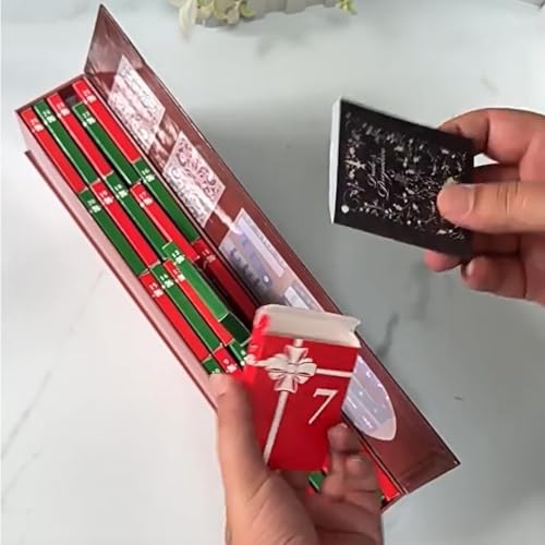 2025 Adventskalender mit 24 Mini-Buch-Anhängern, Weihnachts-Countdown-Kalender mit literarischen Ornamenten zur Dekoration, für Bücherliebhaber als Geschenk