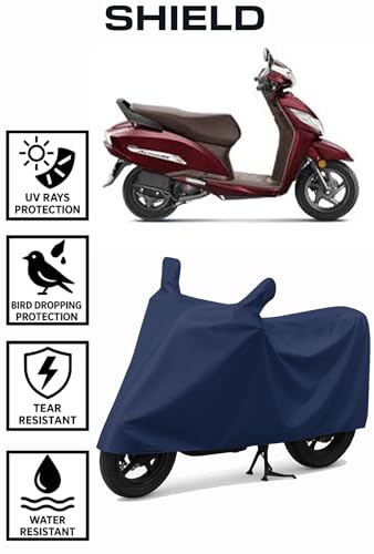 Image of Shield Heavy Duty Scooty Cover for Honda Actriva 125 | All-Season, Tear-Proof Fabric | with Side Mirror Pocket & Buckle Belt | Honda Actriva 125 Scooty Cover