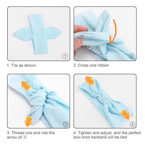 Image of DRESHOW 8 Pack Bow Headbands for Women Girls Elastic Headwraps Knotted Headband Rabbit Ears Turban Non-Slip Sport Cute Hair Accessories
