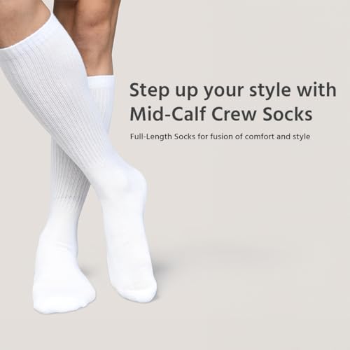 Crew Men's Socks | Pack of 4 | Formal Crew Cotton Solid Color Full Length Lightweight Casual Business Regular Sock2