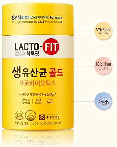 CKD LACTO-FIT Gold, 1 Billion Probiotics per Pack, Probiotics Prebiotics SYNBiotics, Shelf Stable Probiotic Supplement with Prebiotic; (2000mg * 50EA * 3EA Set Gift Box) + lactofit Green 2ea
