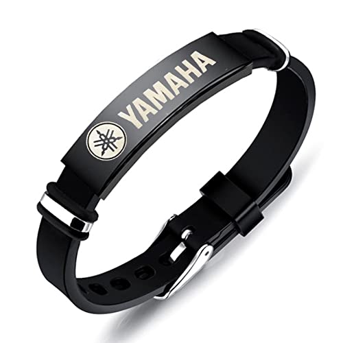 DASONG Homme Acier Inoxydable Bracelet Ya-MA-HA Ajustable de Silicone Dragonne pour Cadeau de fête des pères-Black||One Size