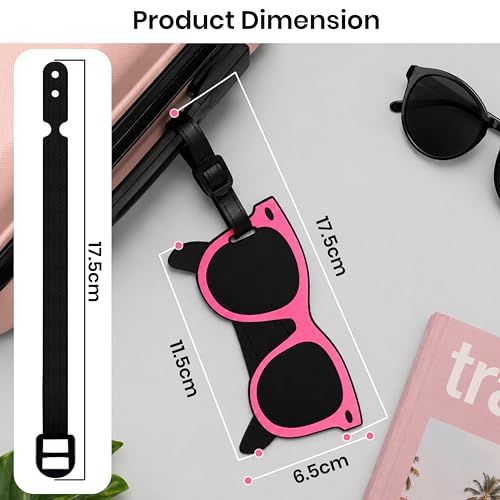 Image of Storite Pack of 2 Luggage Tags with Black Silicon Strap (Pink)