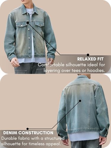 Image of GRECIILOOKS Men'S Denim Jacket | Classic Regular Fit Jeans Jacket For Men | Stylish Branded Jackets For Men - Timeless Casual Wear