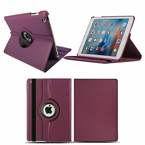 PU Leather Rotate Stand Case for iPad 9.7 inch 5th/6th Generation 2017/18 and For iPad Air 1st Generation and iPad Air 2 2013/14 (Purple)