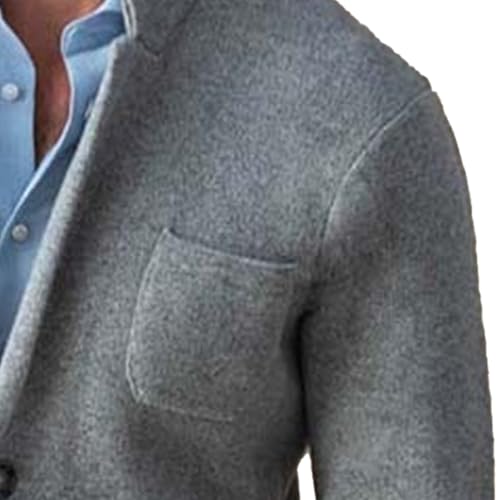 Men's Button Down Knit Blazer Jacket Stand Collar Cardigan Sweaters Chunky Button Down Wool Suit Jacket3