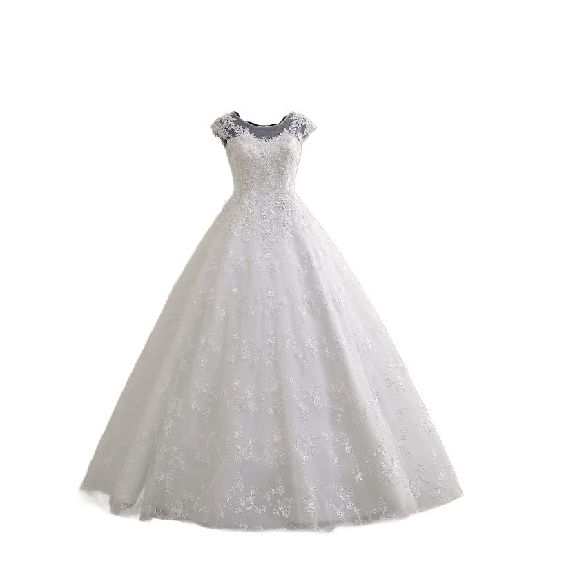 GOWNLINKWhite Full Stitched with Layers Christian and Catholic Wedding A-Line Gown Wedding Dress in White Frock Women with Sleeves GLGF077