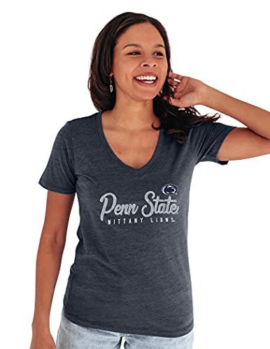 Blue 84 Women's Penn State Nittany Lions Premium V-neck Tri Blend T Shirt, Penn State Nittany Lions Navy, Medium