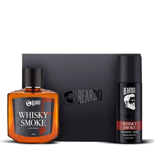Beardo Whisky Smoke Perfume for Men Giftset |Eau De Parfum 100ml + Body Spray for men 120ml | Spicy, Woody - Oudh | Long Lasting Mens Perfume | Date night fragrance | Rakhi Gift for Brother | Gift for boyfriend | Gift for Men