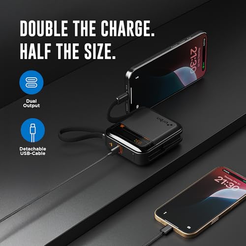 Image of URBN 10000 mAh 35W Mini Volt Power Bank | Dual Output | PD + QC Compatible | Two-Way Fast Charge | Pass-Through Charging | for MacBook Air, iPhone, Samsung, Android & More (Grey)