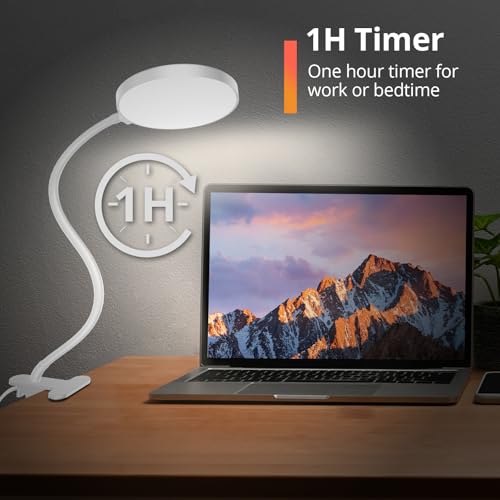 Image of iFalarila 61 LED Desk Lamp with Night Light Clip Lamp with 1 Hour Timer and USB Charger, Reading Lamp with 5M Remote Control for Book /Work /Bed /Table
