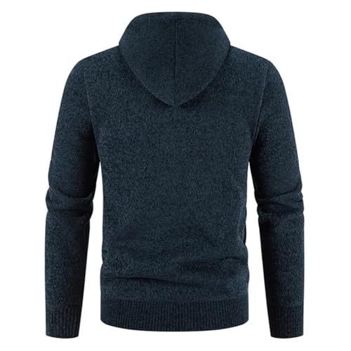 Mens Hooded Cardigan Sweaters Winter Knitted Warm Sweatercoat Solid Hooded Cardigan3