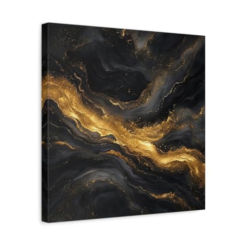 Tableau marbre noir et or impression sur toile carrée pour créer une ambiance zen