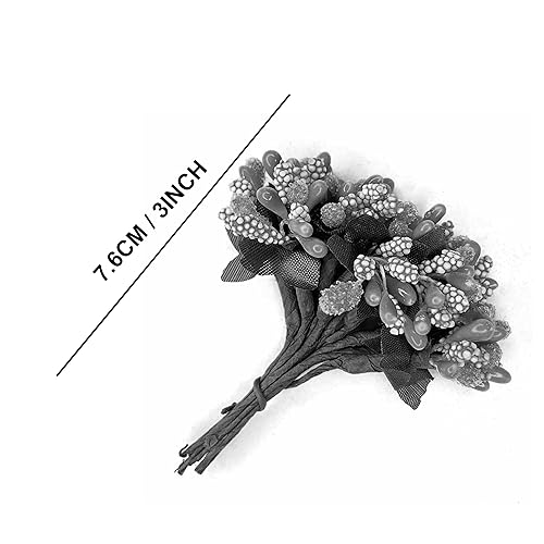 Image of TIED RIBBONS Plastic Artificial Pollen Flowers for Craft Hair Accessories Tiara Headband Jewelry Making Wedding Decoration Items for Home Decor (12 Bunch of 144 Pollen Each, Cream)