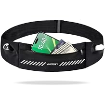 Slim Running Belt Fanny Pack for Men Women, Running Phone Holder, Waist Pack Runners Bag Money Belt with 3 Separate Pouch to Store Your Phone Key Money Safe, Waist Bag-Black