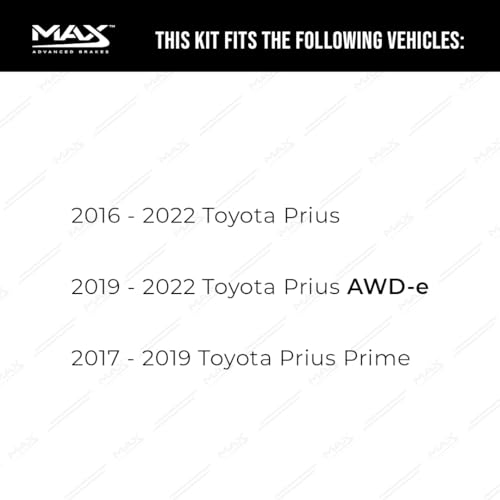Image of Max Advanced Brakes Front & Rear Brake Kit Compatible With 2016 2017 2018 2019 2020 2021 2022 Toyota Prius AWD-e Prime Replacement Premium OE Disc Brake Rotors and Ceramic Brake Pads