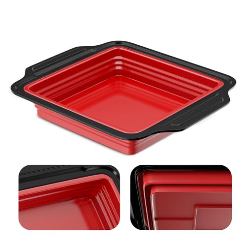 EDENCOMERS Molde cuadrado de silicona de 8 pulgadas, molde para hornear de 8 x 8 pulgadas, juego de 1 molde de silicona antiadherente, moldes de silicona para hornear brownies, pasteles y lasañas (1