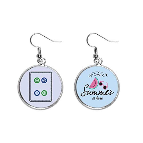 Pendientes de sandía Mahjong Circle puntos 4 pendientes verano lóbulo