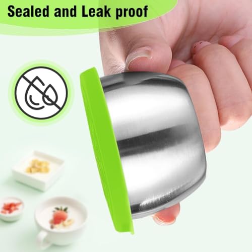 Image of Stainless Steel Snack Box for Kids & Office, Leakproof Mini Sauce Container with Lid, Portable Chutney Box for Tiffin, Salad Dressing & Dip Container, Small Steel Lunch Box (Pack of 2)