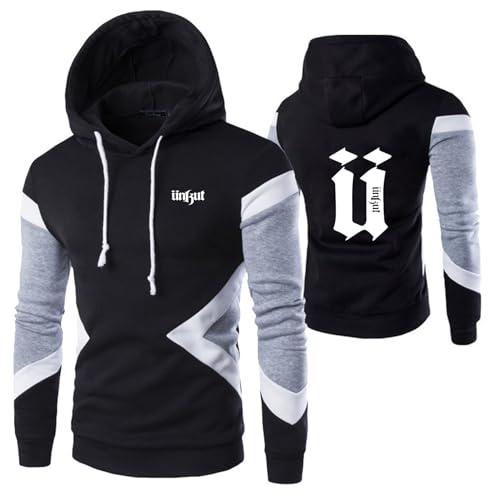 GLLUSA Sweat À Capuche pour Hommes Vêtements D'extérieur Confortables Hauts pour Unkut Manches Longues Vêtements De Rue Entraînement Fitness Pulls Sweat-Shirts-Black||L