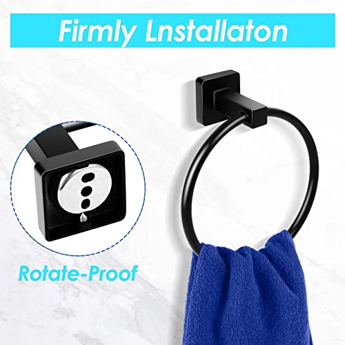 4-Pcs Bathroom Hardware Set, Matte Black Bathroom Hardware Set, 16In Towel Bar Set 304 Stainless Steel, Towel Rack Set Wall Mounted, Hand Towel Bars, Toilet Paper Holder, Towel Ring, Robe Towel Hook #TOP3