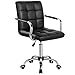 Yaheetech Desk Chair - Office Chair with Arms/Wheels for Teens/Students Swivel Faux Leather Home Computer Black