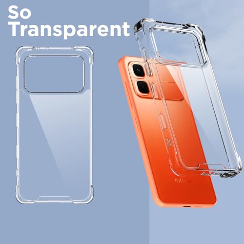 Image of Amazon Basics Back Cover for Infinix Note Edge 5G PC + TPU Clear Transparent Raised Edges Shockproof Protective Phone Bumper Case (Transparent)