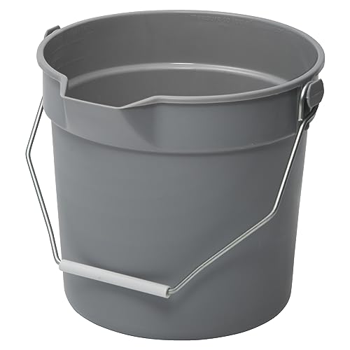 Winco Heavy-Duty Plastic Bucket/Utility Pail with Pour Spout, 14 Quarts, Gray by Winco - Used condition - US$18.13
