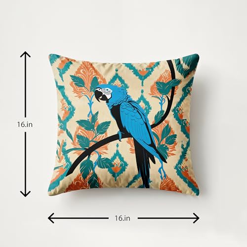 Image of Ultimate Trends Digital Printed Soft Cotton Feel Polyester Decorative Cushion Cover, Modern Eligent Designs, Heavy Long Life Fabric,12 inch X 12 inch Set of 5,Blue Birds