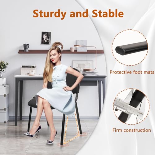 Image of CLATINA Stackable Waiting Room Chairs, Cloth Fabric Guest Reception Chair with Upholstered Thickene Seat and Back Support, Stacking Chair Metal Leg for Office School Church Conference Room, Black