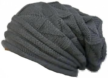 Knitted Baggy Beanie Oversized Winter Hat Ski Slouchy Cap Beanies Folding Soft Wool Warm Caps BeaniesGray