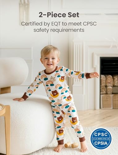 Image of PATPAT Bamboo Viscose Pajama Sets for Toddler Boys & Girls Baby Kids, Ultra-soft Snug fit Pjs Sleepers for Birthday Holiday