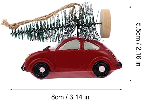 Modelo de caminhão vermelho vintage de natal com mini-árvore de natal estatueta de carro de metal br