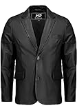 Jild Invisible Stitching Casual Leather Blazer for Men -Button Up Closure Coat Style Regular Fit Real Lambskin Leather Jacket Men (408-Blk-X-Large)