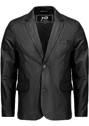 Jild Invisible Stitching Casual Leather Blazer for Men - 2-Button Closure Coat Style Regular Fit Lambskin Leather Jacket Men