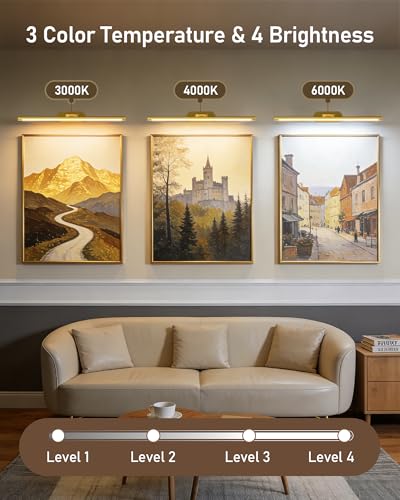 Image of Glendan 24 inch Wireless Picture Lights for Wall, Art Light with Remote & Timer