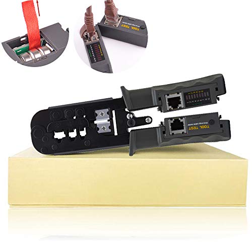 MAYLINE - Juego de herramientas de red, herramienta de reparación de cables cortador de pelado, crimpadora coaxial, perforadora RJ11 RJ45 Cat5 Cat6 pelacables detector de datos