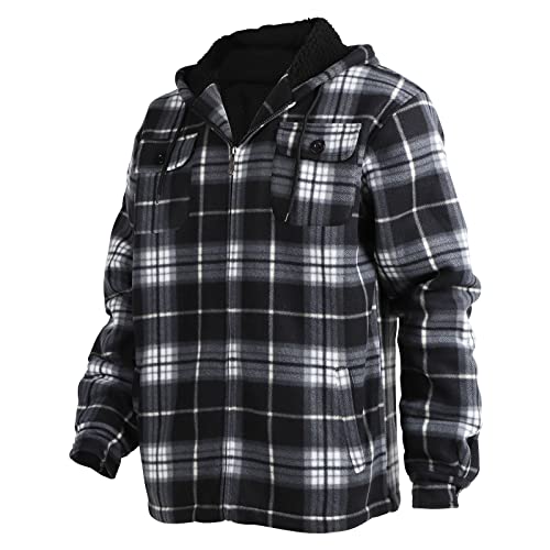 Gary Com Heavy Thick Plaid Flannel Jacket Sherpa Fleece Lined Zip Up Winter Warm Buffalo Coat Zipper Big and Tall Hoodies for Men - Image 4