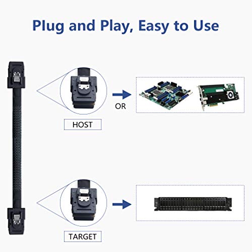 10Gtek# 6G Internal Mini Sas Sff-8087 To Sff-8087 Cable, 100-Ohms, 0.5-M(1.6Ft), 2 Pack #TOP4