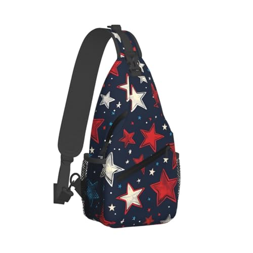 Mochila tipo bandolera roja con patrón de estrellas miniatura 2
