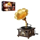 PANTASY Retro Phonograph Building Set, Gramophone Music Box Building Kit, Vintage Music Player Building-Bricks Set, Gramophone Construction Building Blocks Model Set